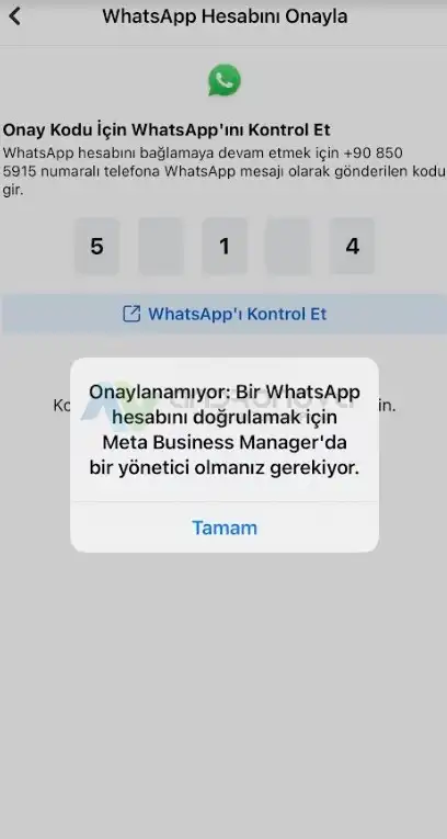 WhatsApp eklendiginde onaylanamiyor 2
